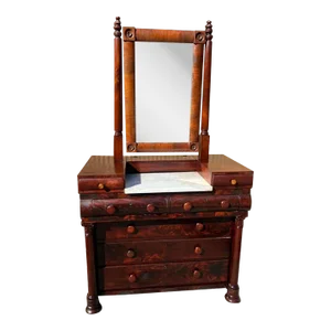 Antique 19th Century American Empire Flame Mahogany Marble Top Dresser, 1840s