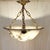 Art Deco French Ceiling Lamp with Domed Alabaster Bowl on Brass Mount, 1920s For Sale - Image 4 of 9