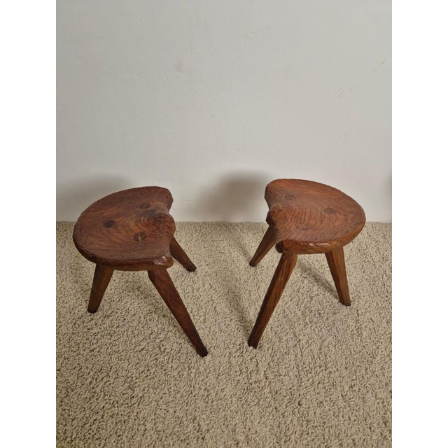 Brown Rustic Stools in the style of Jean Touret, 1950s, Set of 4 For Sale - Image 8 of 18
