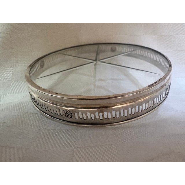 1920s 1920s Set of 4 Sterling Silver Rimmed Glass Coasters For Sale - Image 5 of 6