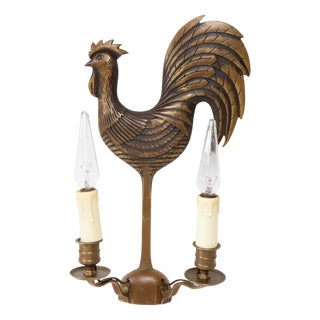 Antique French Wall Sconce Rooster in Bronze, 1950s For Sale
