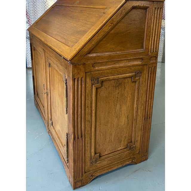 French Buffet Deux Corps with Drop Leaf Desk, European Two Part Secretary with Slant Desk This exquisite French Provincial...