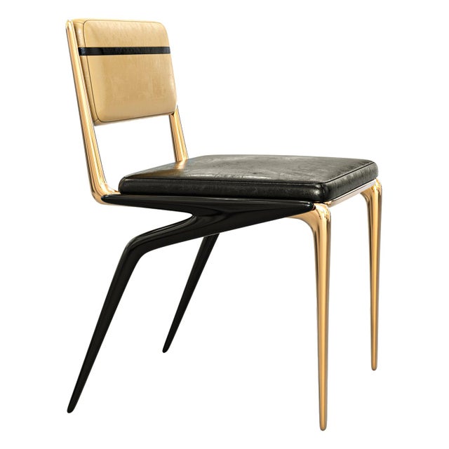 Bronze "Martin" Chair, With Bronze & Stainless Steel, Tailor Made Leather For Sale - Image 8 of 8