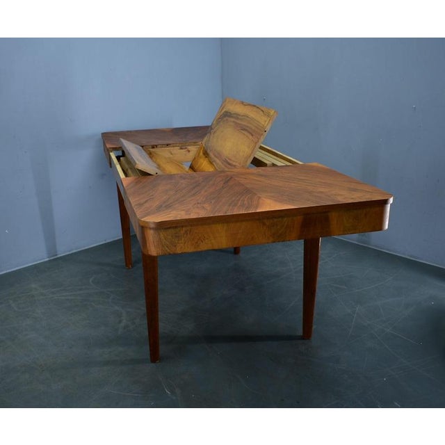 Extendable Dining Table in Walnut by Jindrich Halabala, Czechoslovakia, 1939 For Sale - Image 8 of 18