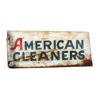 Vintage 1940s Metal American Cleaners Store Sign For Sale