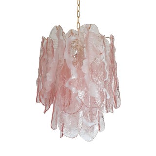 Murano Glass Spider Sputnik Chandelier in Pink and White by Simoeng For Sale