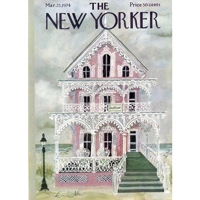 Original vintage New Yorker magazine cover dated March 25, 1974 featuring a Seashore theme. Based on an illustration by...