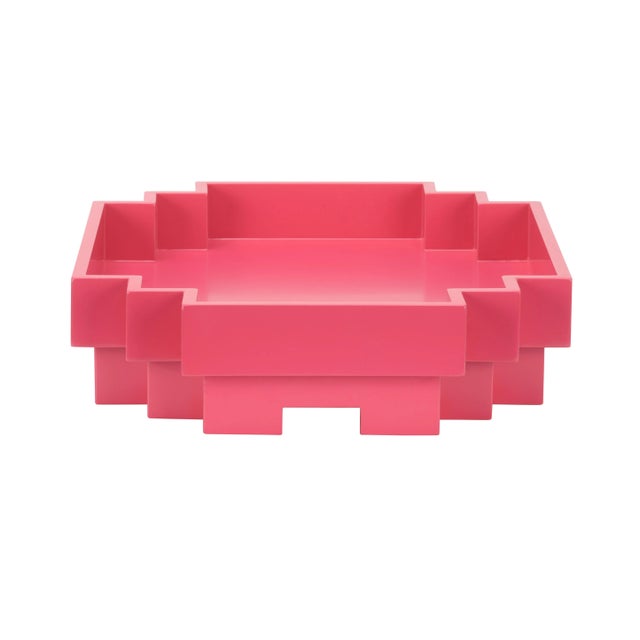 Transitional Japandi Tray in Fuchsia For Sale - Image 3 of 4