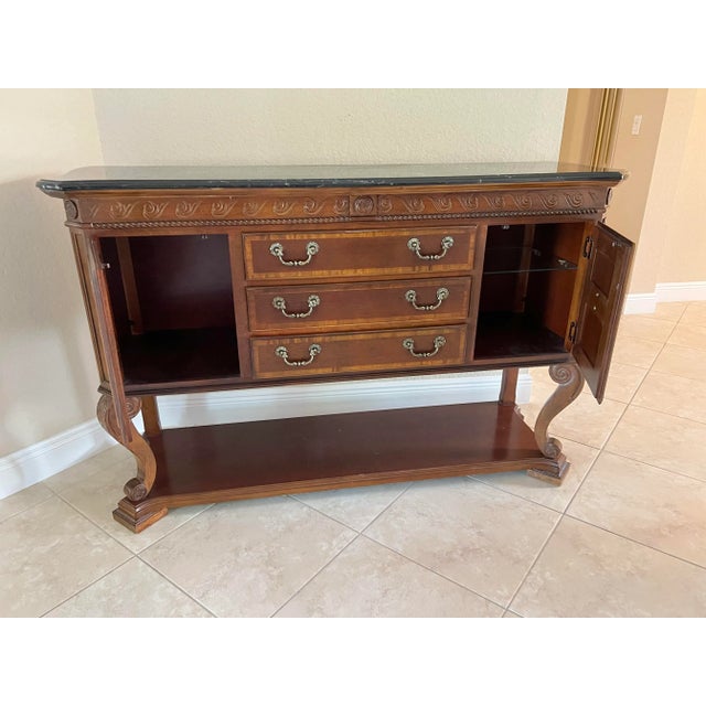 1980s Vintage Sideboard, Buffet ,Console With Black Marble Top For Sale - Image 5 of 9