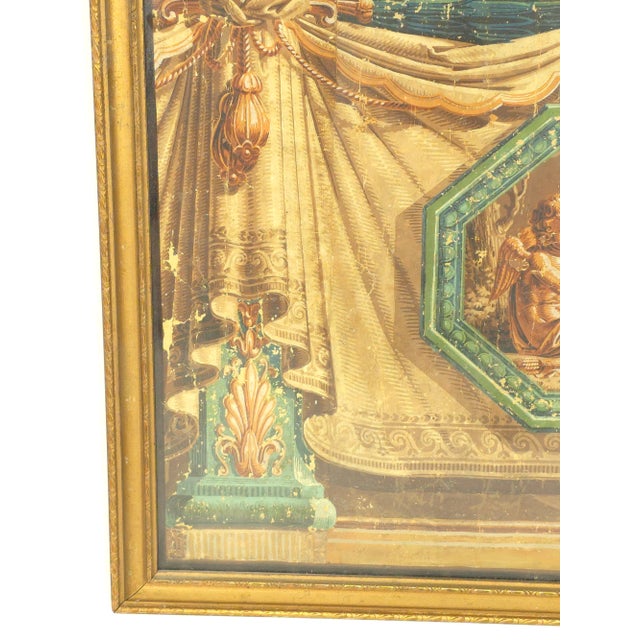 Large Pair Early French Zuber Framed Wallpaper Panels With Neo-Classical Style Angels and Sheep For Sale - Image 10 of 11