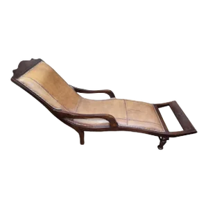 Victorian British Colonial Campeche Plantation Chaise Lounge