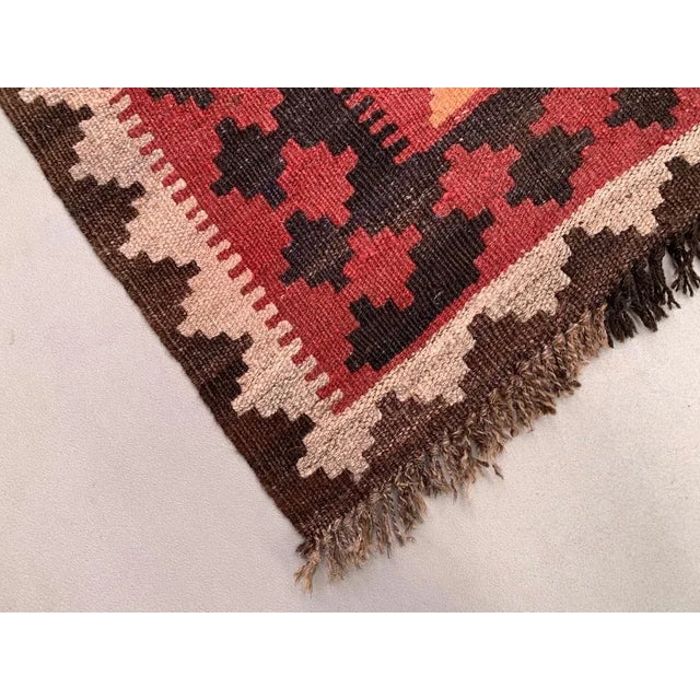 Black Large Vintage Afghan Red and Brown Tribal Kilim Wool Rug For Sale - Image 8 of 9
