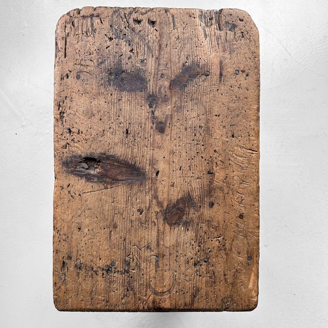 Contemporary Vintage Japanese Wooden Stool, 1920s For Sale - Image 3 of 12