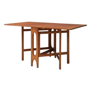 Sculptural Dining Table with Two Drop Leaves in Teak, Denmark, 1960s For Sale
