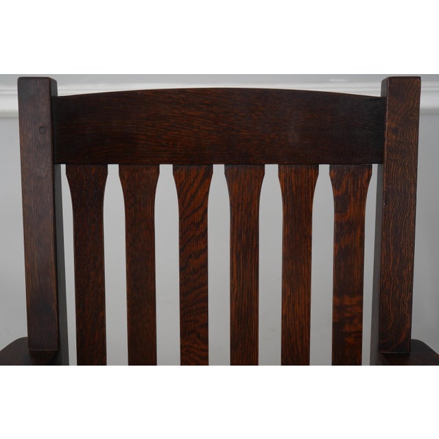 Wood Stickley Mission Oak Leather Office Chair For Sale - Image 7 of 18