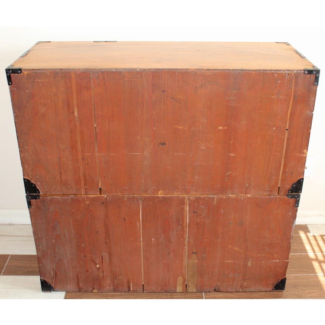 Antique Japanese Matsumoto Tansu Chest on Chest - Meiji Period Keyaki Wood | Rare Kasane Tansu For Sale - Image 14 of 14