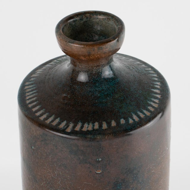 1950s Yvon Roy for Atelier Montgolfier Glazed Terracotta Ceramic Vase, circa 1950 For Sale - Image 5 of 10