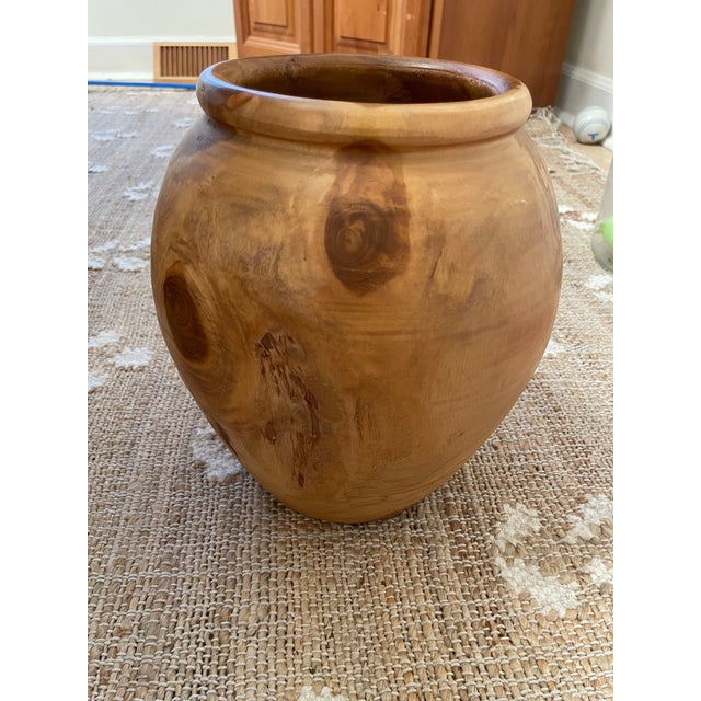 Rustic Turned Teak Root Dry Vase Rounded Urn For Sale - Image 3 of 11