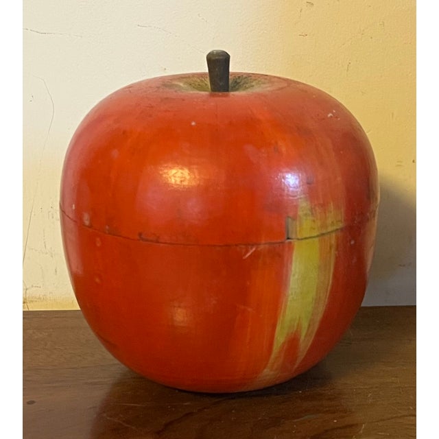 Wood Antique Early 20th Century Paint Decorated Carved Wood Apple Box For Sale - Image 7 of 13