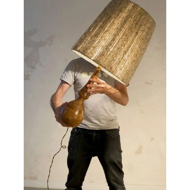 Modern Brutalist French Orange Ceramic Table Lamp, 1970s For Sale - Image 3 of 13