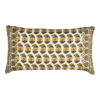 Schumacher x Rita Konig Terry Lumbar Pillow In Ochre & Green For Sale