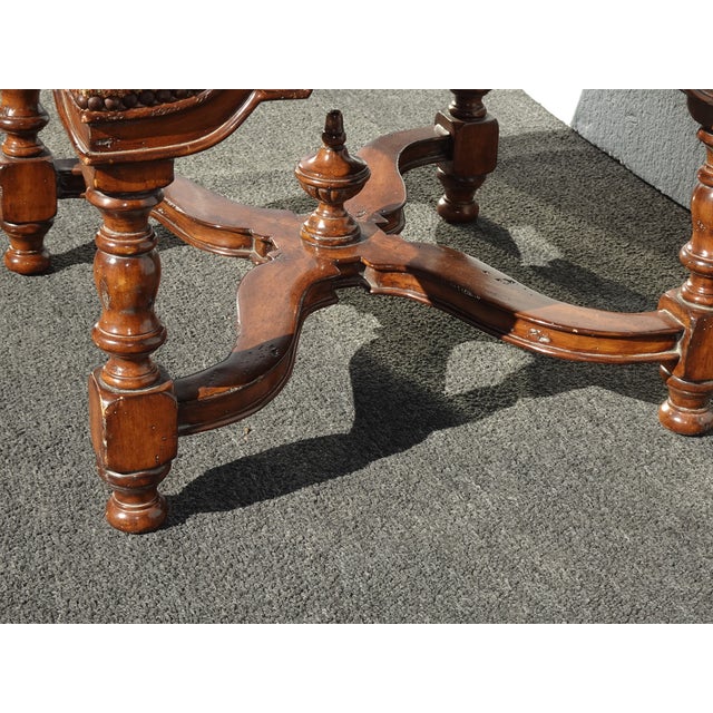 Pair Vintage Marge Carson French Country Styl Brown Ottomans W Decorative Nails For Sale - Image 11 of 18