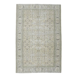 1970s Vintage Turkish Handmade Wool Cotton Green Area Rug For Sale