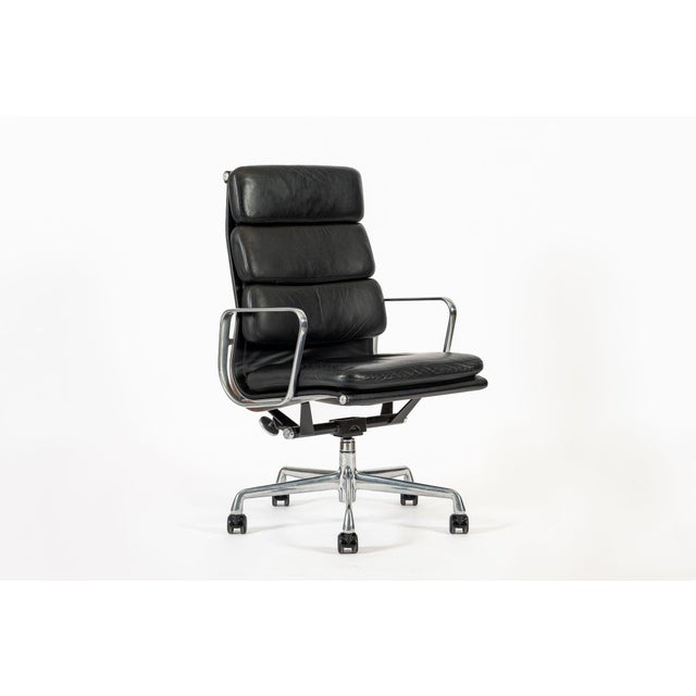 2001 Authentic Eames Herman Miller Tall Black Leather Desk Chair For Sale - Image 11 of 12