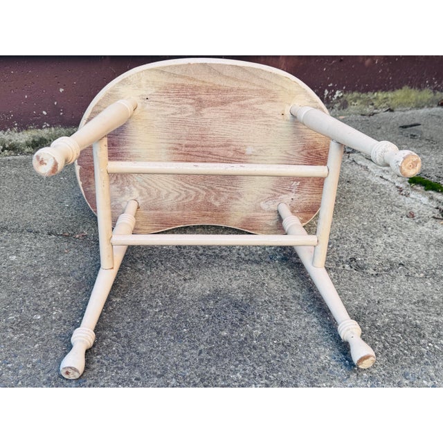 White Vintage 1930s Painted Oak Wood Kidney Shaped Stool For Sale - Image 8 of 8
