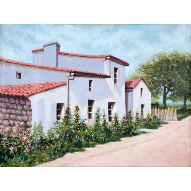 Impressionist Spanish Bungalo with Red Flowers, Rugero Valdini, Painting For Sale - Image 3 of 3