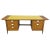 Modern style executive desk with yellow formica top, metal handles and cane back.