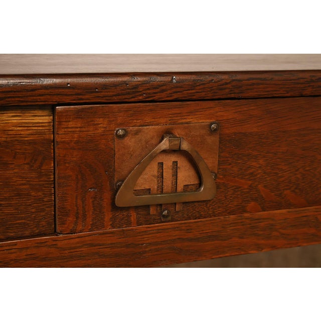 Early 20th Century Antique Arts & Crafts Library Table Writing Desk For Sale - Image 5 of 18