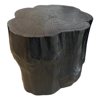 Andrianna Shamaris Impressive Charred Teak Wood Side Table For Sale