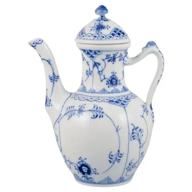 Blue Fluted Half Lace Coffee Pot in Porcelain from Royal Copenhagen, 1960s For Sale - Image 10 of 10