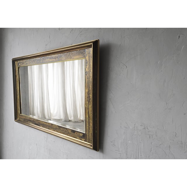 Mastercraft Large Brass Wall Mirror With Etched Bronze by Mastercraft For Sale - Image 4 of 9