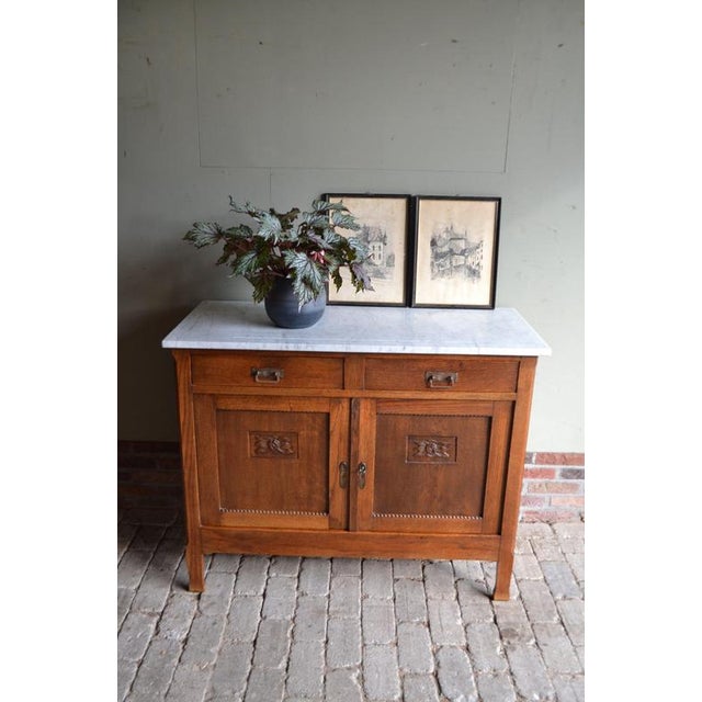 Art Deco Wardrobe in Oak with Marble Top For Sale - Image 11 of 12