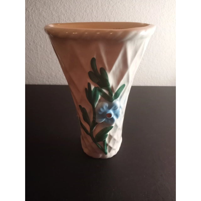 Vintage Italian Style Ceramic Basket Weave With Floral Wall Pocket For Sale In Dallas - Image 6 of 7