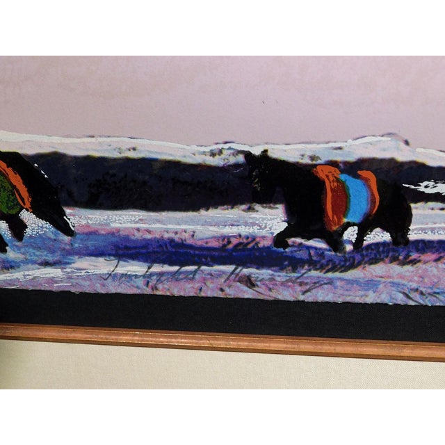 Earl Biss "Horse Thieves at Dusk" Purple Color Sky Custom Framed Hand Signed For Sale - Image 9 of 9