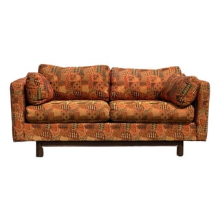 Signed Selig of Monroe Mid-Century Modern Geometric Pattern Pit Loveseat For Sale