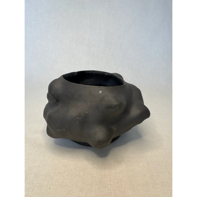 Abstract Modern Studio Art Black Pottery Planter For Sale - Image 4 of 9