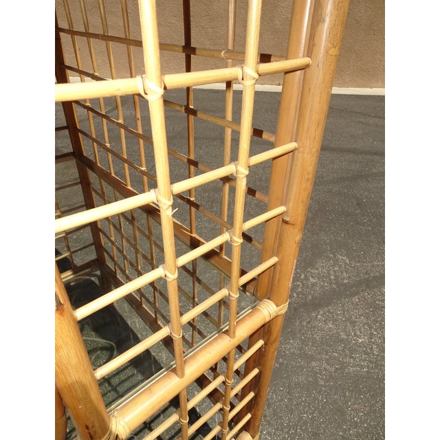 Vintage Bamboo Etagere Three Shelves W Glass Bakers Rack ~ Coastal For Sale - Image 10 of 12