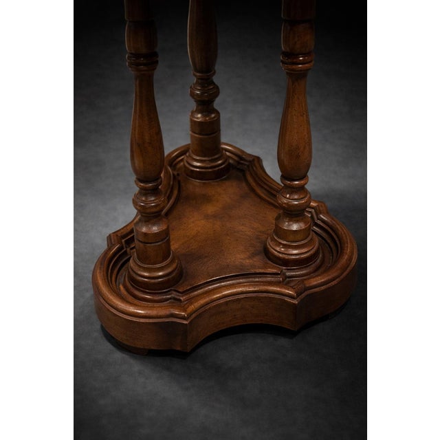 Vintage Gentleman’s Smoking Table With Gallery Tray Top and Cigar Rest Compartments – Turned Pedestal Base For Sale - Image 4 of 9