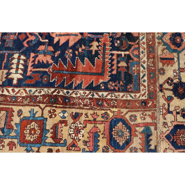 Antique Persian Heriz Rug With All-Over Sub-Geometric Design on a Blue Field For Sale In Atlanta - Image 6 of 16