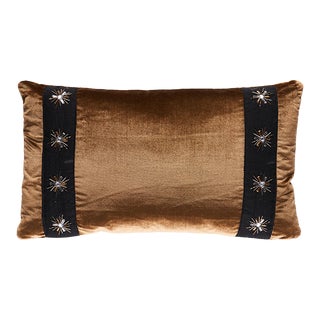 Schumacher Constellation Beaded 20" Lumbar Pillow in Black For Sale
