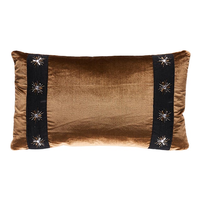 Schumacher Constellation Beaded 20" Lumbar Pillow in Black For Sale
