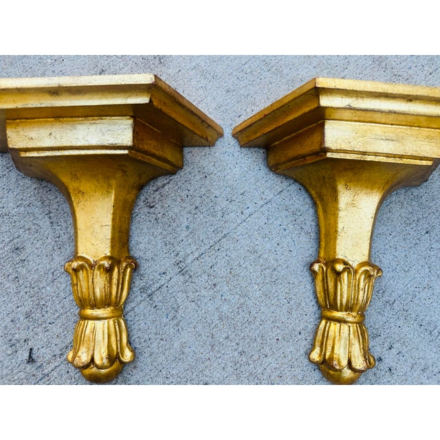 Italian Vintage Italian Gold Wall Brackets For Sale - Image 3 of 7