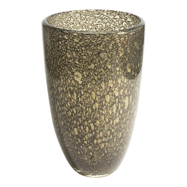 Hand Blown Murano Bullicante Vase in Gold For Sale