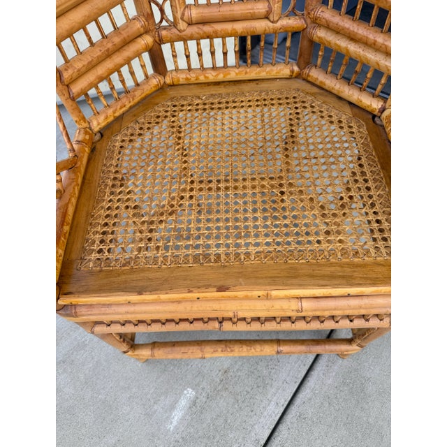 Chinoiserie Vintage Brighton Chinoiserie Rattan Bamboo Armchair For Sale - Image 3 of 4