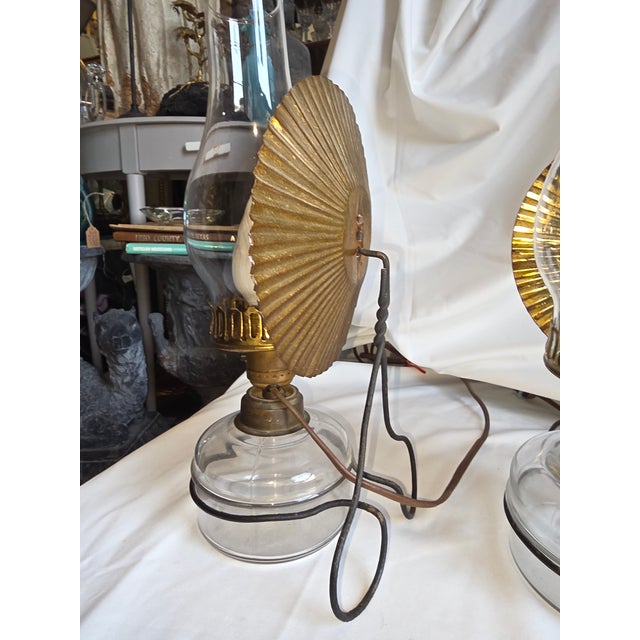 1900s Primitive Pair of Converted Kerosene Lamps With Tin Reflectors Now Electrofied For Sale In San Antonio - Image 6 of 8