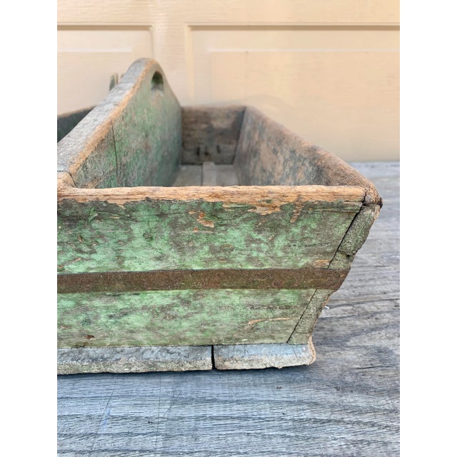 Antique Farmhouse Green Wooden Trug For Sale - Image 11 of 12